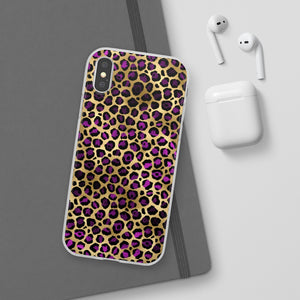 Pink and Gold Cheetah Leopard Print Flexi Phone Case