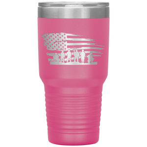 Distressed American Flag with Soldiers, 30oz Tumbler