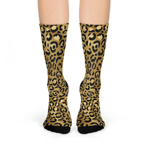 Gold Cheetah Crew Socks