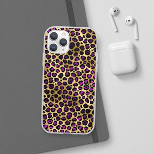 Pink and Gold Cheetah Leopard Print Flexi Phone Case