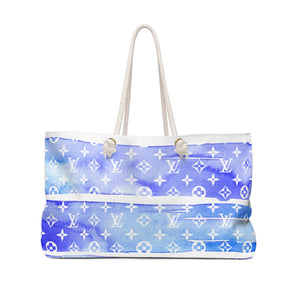 Inspired Blue Watercolor Trendy Oversized Weekender or Beach Tote