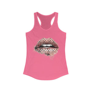 LV Logo Dripping Lips-Gold, Racerback Tank