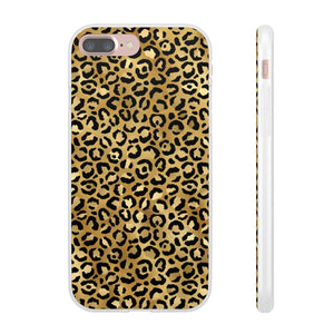 Gold Cheetah Leopard Print Flexi Phone Case