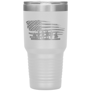 Distressed American Flag with Soldiers, 30oz Tumbler