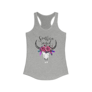 Southern Raised Cow Skull Women's Racerback Tank