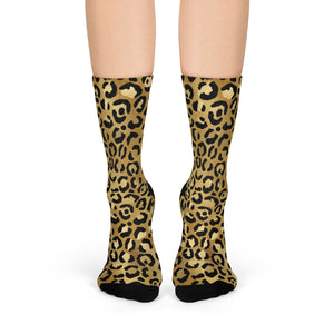 Gold Cheetah Crew Socks