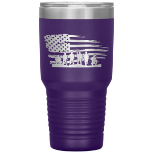 Distressed American Flag with Soldiers, 30oz Tumbler