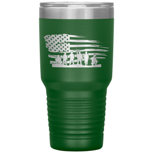 Distressed American Flag with Soldiers, 30oz Tumbler