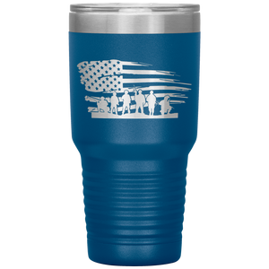 Distressed American Flag with Soldiers, 30oz Tumbler