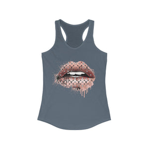 LV Logo Dripping Lips-Gold, Racerback Tank