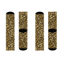 Load image into Gallery viewer, Gold Cheetah Crew Socks

