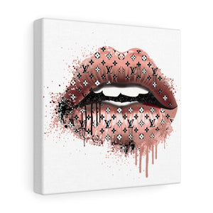 Gold Drip Lip Designer, Canvas Wrap