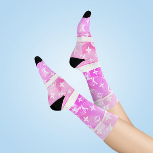 Inspired Pink Watercolor Crew Socks