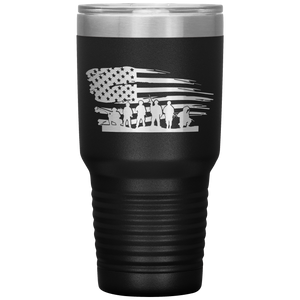 Distressed American Flag with Soldiers, 30oz Tumbler