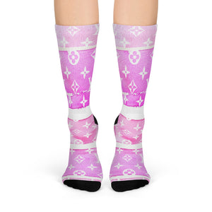 Inspired Pink Watercolor Crew Socks