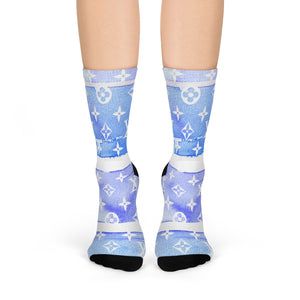 Inspired Blue Watercolor Crew Socks