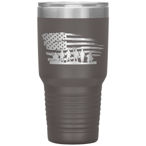 Distressed American Flag with Soldiers, 30oz Tumbler