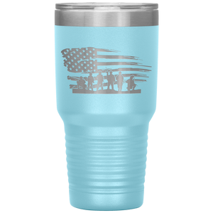 Distressed American Flag with Soldiers, 30oz Tumbler