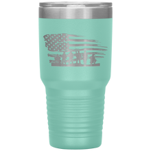 Load image into Gallery viewer, Distressed American Flag with Soldiers, 30oz Tumbler
