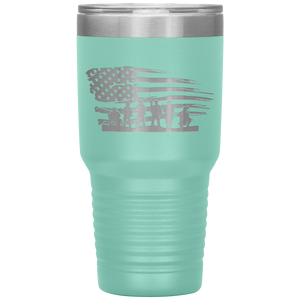 Distressed American Flag with Soldiers, 30oz Tumbler