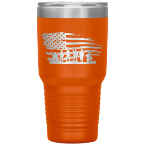 Distressed American Flag with Soldiers, 30oz Tumbler