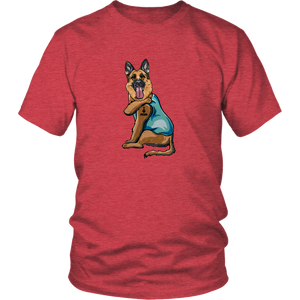German Shepherd I Love Mom Tattoo Unisex Tee